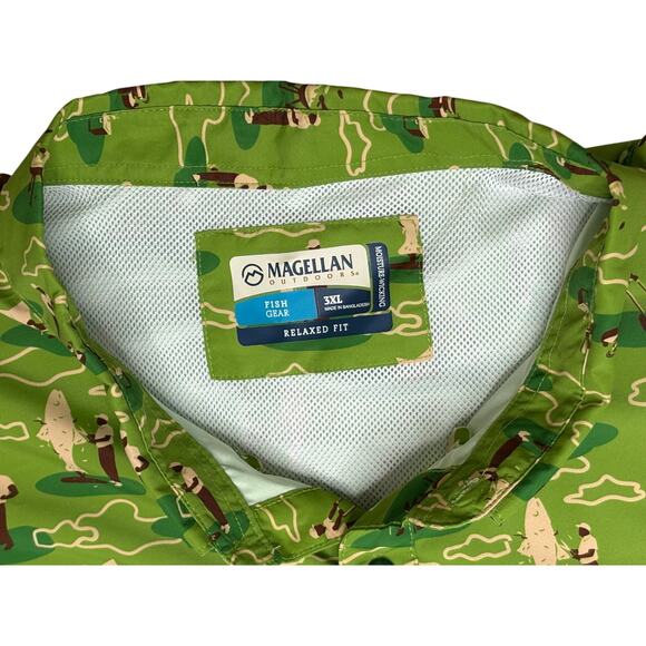 Magellan Laguna Madre Dad Lawn Camo SS Shirt 3XL UPF Green Casual Quick Drying - Picture 3 of 10